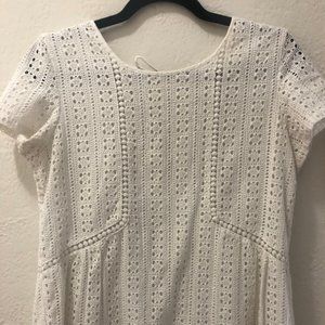 Sezane White Cotton Eyelet Shirt